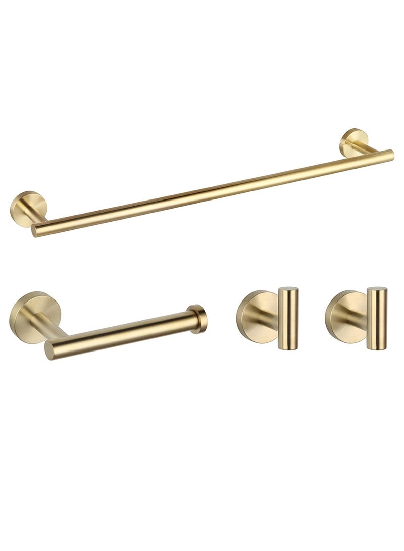 MIXDE Modern 4-Piece Bathroom Hardware Set 24-Inch Towel Bar Toilet Paper Holder and 2X Towel Hook Wall Mounted Brushed SUS 304 Stainless Steel - Image 1