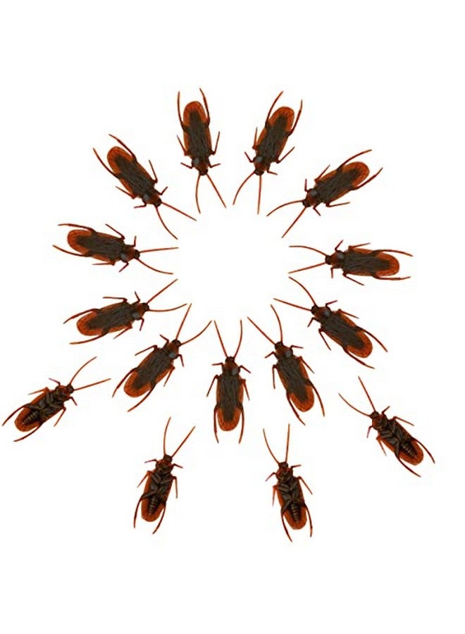 yuntop 15 Pcs Prank Fake Roaches Model Pretty Creepy Fake Cockroach Realistic Plastic Bugs Trick Joke Roach Toys Look Real Scary Insects Novelty Lifelike Cockroaches For Party Favors Halloween Decoration - Image 1