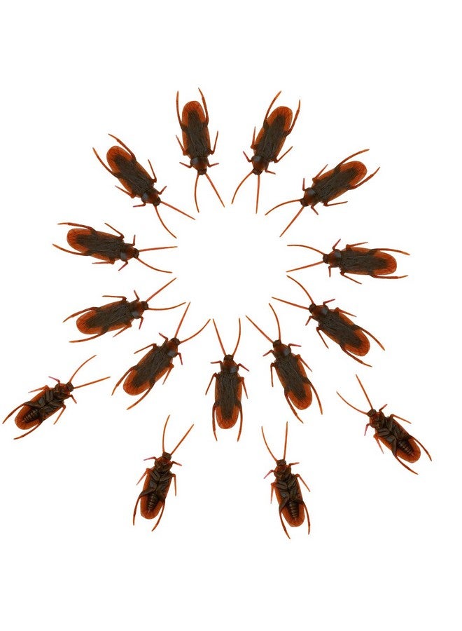 yuntop 15 Pcs Prank Fake Roaches Model Pretty Creepy Fake Cockroach Realistic Plastic Bugs Trick Joke Roach Toys Look Real Scary Insects Novelty Lifelike Cockroaches For Party Favors Halloween Decoration - Image 2