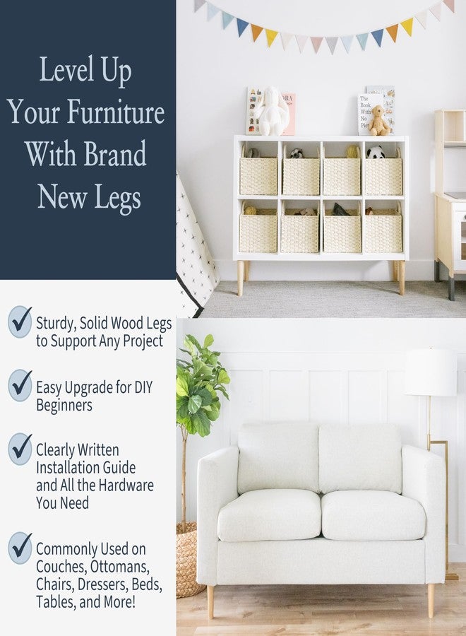 Airy Abode Premium Ash Wood Furniture Legs (Full Install Kit) - Pick Your Size and Color - Image 2