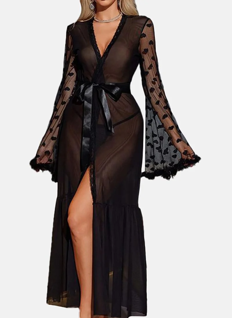 يونيكي Black Solid Babydoll with briefs