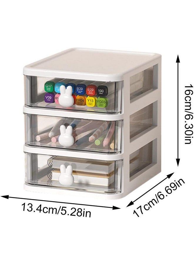 HOUSE OF QUIRK House of Quirk 3 Tier Transparent Cosmetic Jewelry Box, Office Desktop Drawer Storage Box, Plastic Multi-Layer Small Storage Box (White)  - Image 3