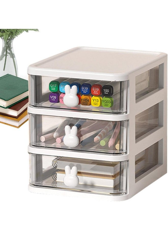 HOUSE OF QUIRK House of Quirk 3 Tier Transparent Cosmetic Jewelry Box, Office Desktop Drawer Storage Box, Plastic Multi-Layer Small Storage Box (White)  - Image 2