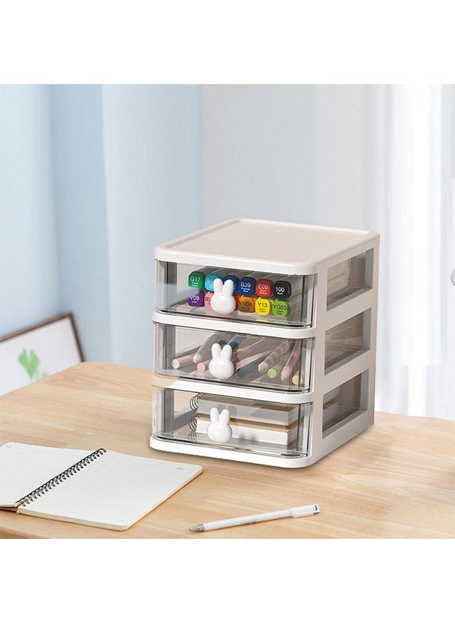 HOUSE OF QUIRK House of Quirk 3 Tier Transparent Cosmetic Jewelry Box, Office Desktop Drawer Storage Box, Plastic Multi-Layer Small Storage Box (White)  - Image 5