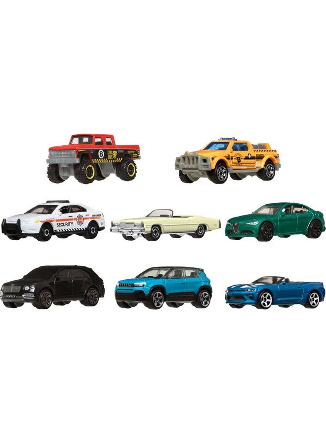 ماتش بوكس مجموعة من 8 سيارات أو شاحنات لعبة من ماتش بوكس، مجموعة من 8 مركبات مصبوبة بمقياس 1:64، مجموعة متعددة ذات طابع خاص، بما في ذلك سيارة حصرية واحدة (قد تختلف التصاميم) - Image 1