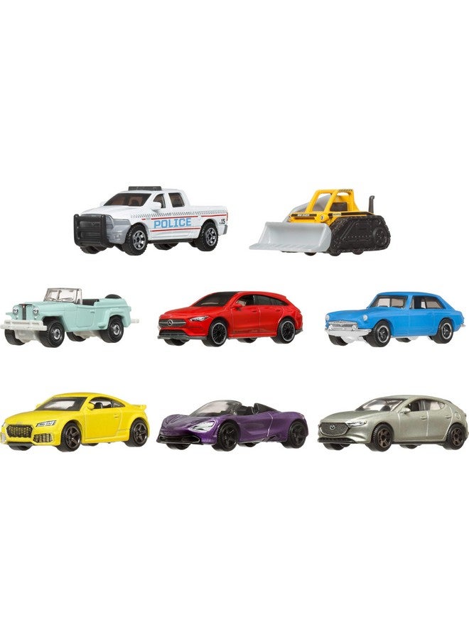ماتش بوكس مجموعة من 8 سيارات أو شاحنات لعبة من ماتش بوكس، مجموعة من 8 مركبات مصبوبة بمقياس 1:64، مجموعة متعددة ذات طابع خاص، بما في ذلك سيارة حصرية واحدة (قد تختلف التصاميم) - Image 4