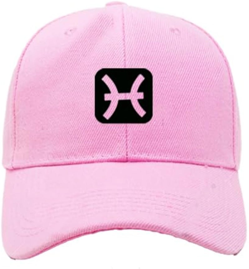 CAP (PINK) Black logo for men and women with sun protection.sports cap with distinctive shapes(Pisces) (85)