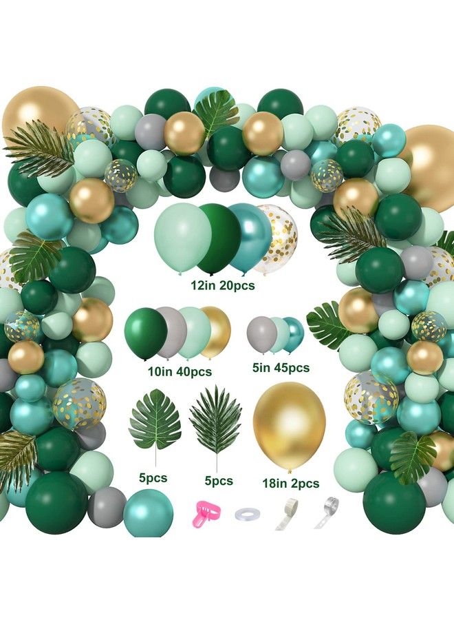 Amandir Wild One Safari Jungle Balloon Garland Arch Kit, Metallic Gold Confetti Green Balloons Tropical Palm Leaves Jungle Safari Baby Shower Wild One Birthday Decoration For Boys Girls Party Supplies  - Image 3