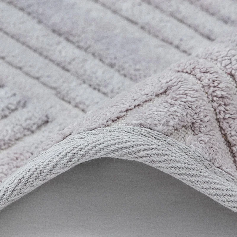 Bluenity Braid Natural Cotton 2-Piece Bath Mat 60X100+50X60 cm - Grey