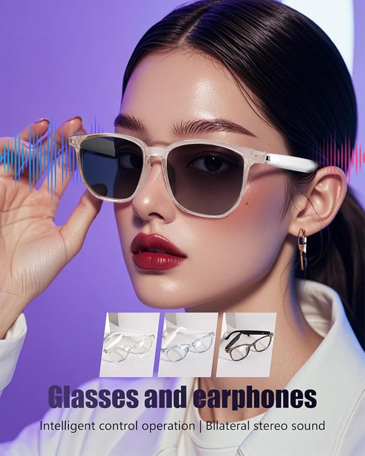 نظارات شمسية مستقطبة بنية مع سماعات بلوتوث ذكية للرجال والنساء - Image 4