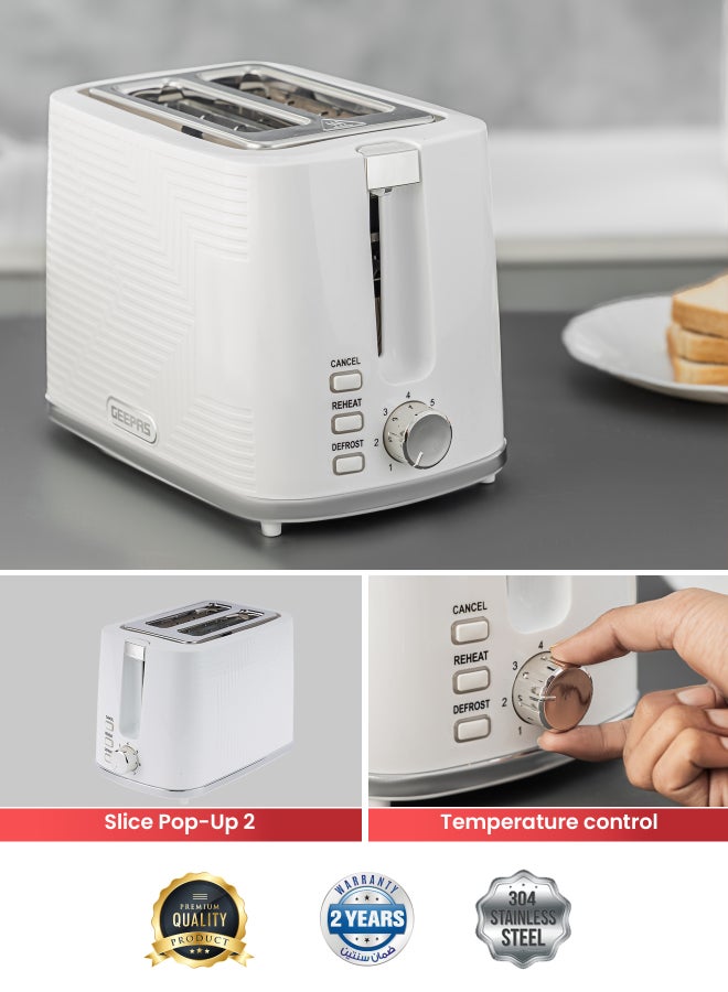 GEEPAS 2 Slice Bread Toaster With Re-Heat, Defrost, Stop Button, Adjustable Browning Control 7 Settings, Removable Crumb Collector Tray, Automatic Cut-Off, 900 Watt Power, Movable Steel Net 2 Slices 900 W GBT36554UK-WT White - Image 5