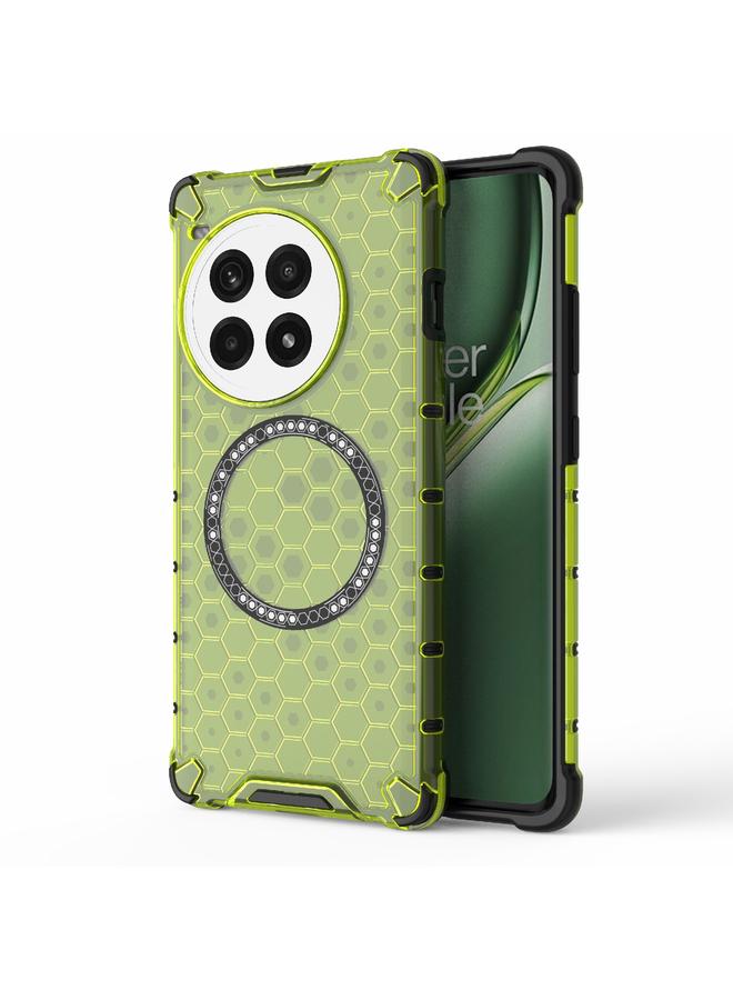 erorex For OnePlus Ace 3 Pro 5G Honeycomb Magnetic Ring Shockproof Phone Case(Green)