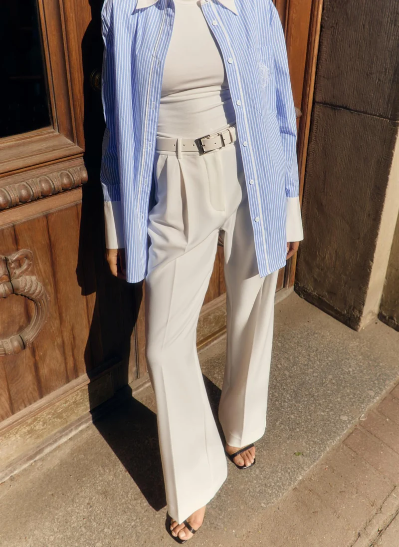 Lichi Trousers with a wide eco-leather belt