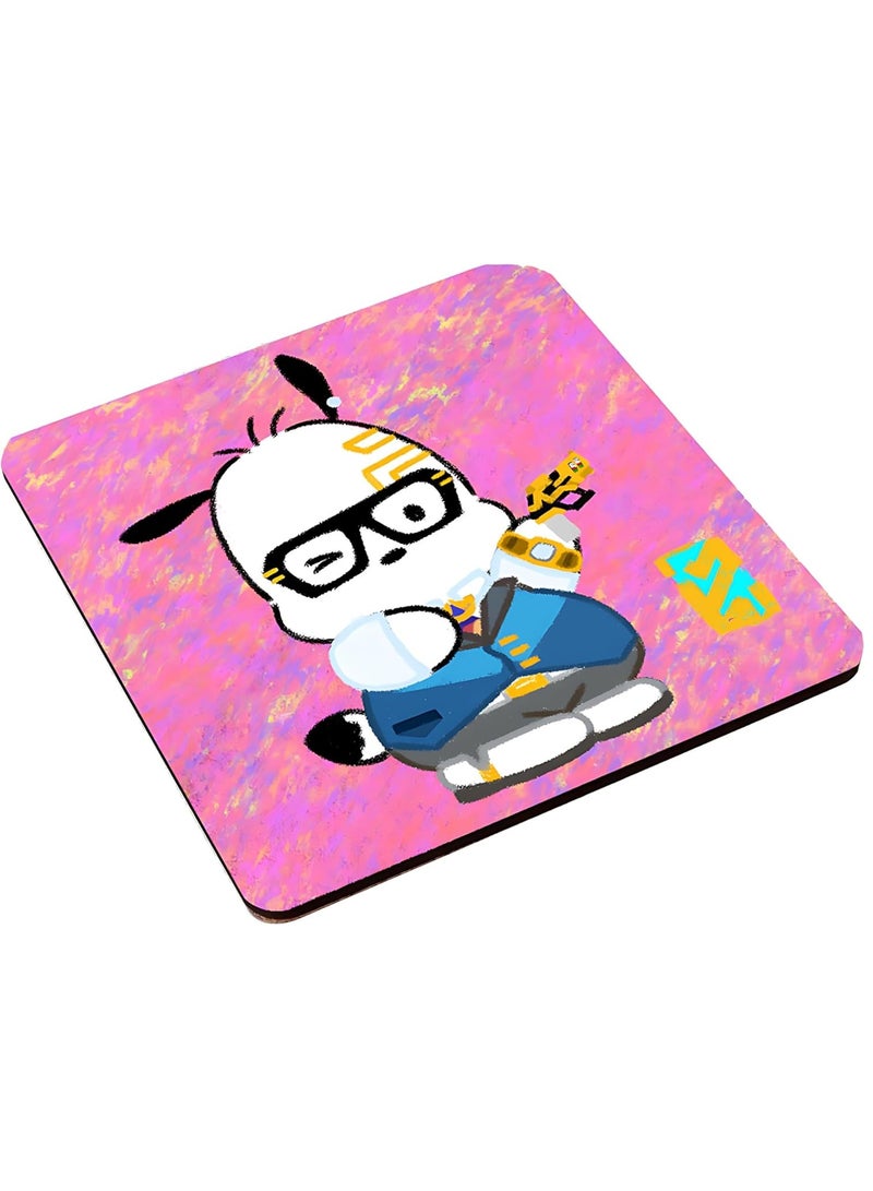 Square Wooden Coaster with Cartoon Character