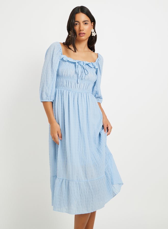 Take Two Blue Textured Midi Dress - Image 3