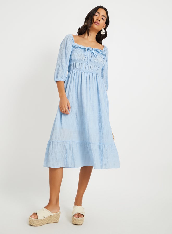 Take Two Blue Textured Midi Dress - Image 2