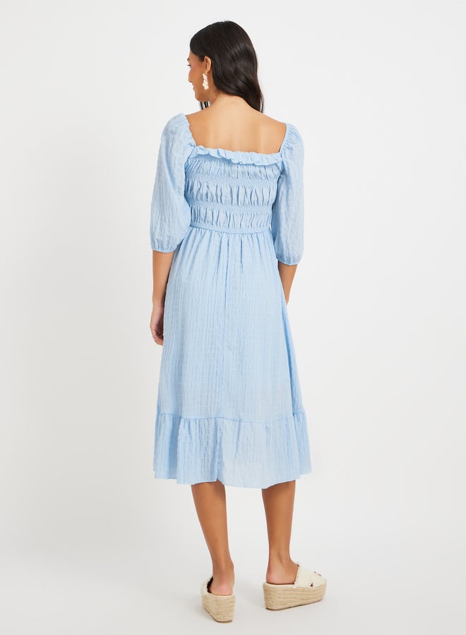 Take Two Blue Textured Midi Dress - Image 5