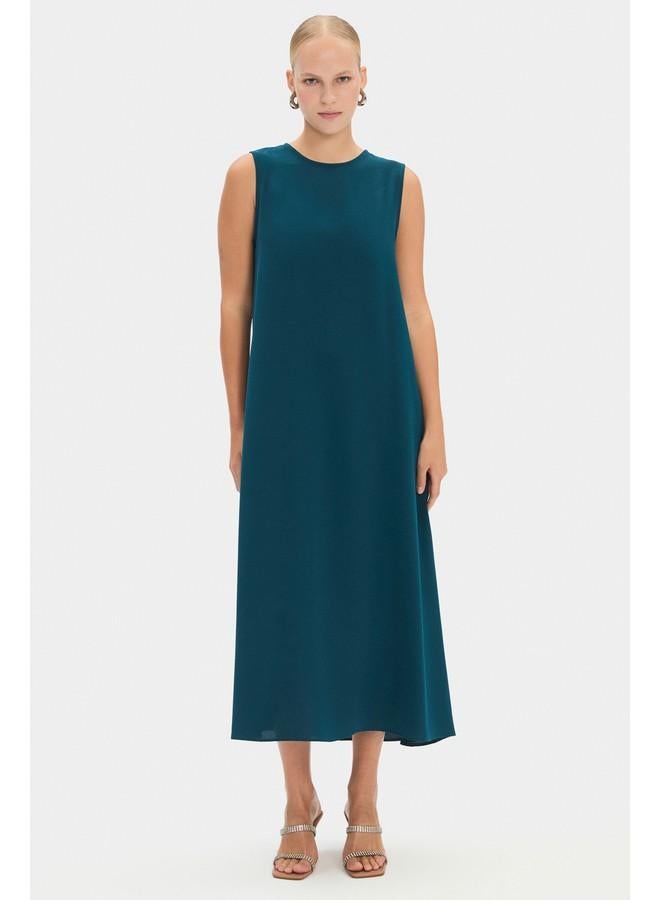 جون عباية نسائية بتفاصيل حجرية وربطة خصر - تركواز - Image 5