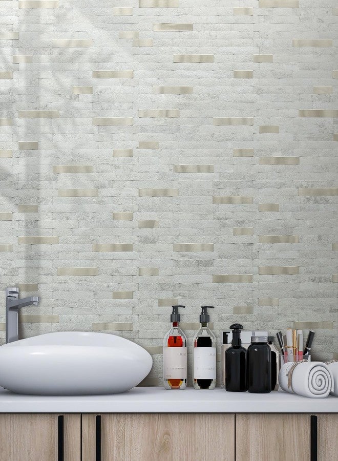 AULIGET 20 Sheets Faux Stone Peel and Stick Backsplash, Beige Stone Look PVC Wall Tile Stick on Backsplash for Kitchen and Bathroom - Image 5