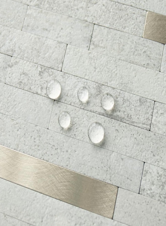 AULIGET 20 Sheets Faux Stone Peel and Stick Backsplash, Beige Stone Look PVC Wall Tile Stick on Backsplash for Kitchen and Bathroom - Image 3