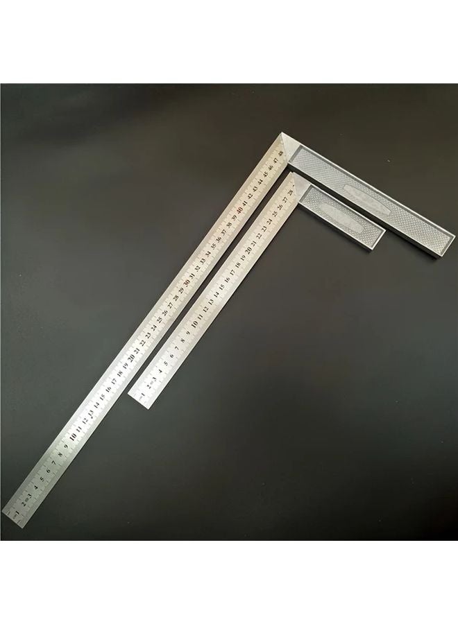 2PC Combination L Shaped Ruler Set 300mm 500mm Wide Base Textured Grip Woodworking Tools - Image 1