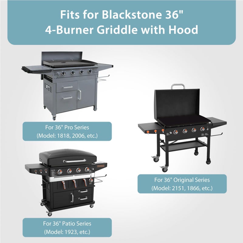 Shinestar Griddle Cover for Blackstone 36 Inch Griddle with Hood, 5482 Waterproof BBQ Cover with Double Straps, Lightweight & Fade Resistant, Black - Image 2