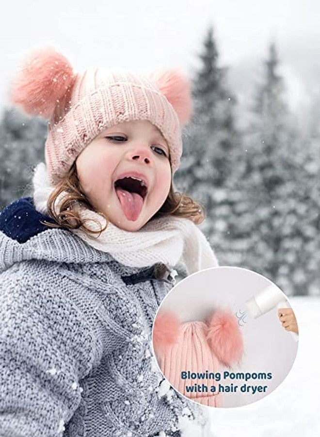 Malvina قبعة مالفينا للأطفال بوم بوم مزدوج قبعة شتوية للأطفال دافئة وناعمة قبعة محبوكة لطيفة للأطفال الأولاد والبنات (7-12 سنة) (وردي) - Image 3