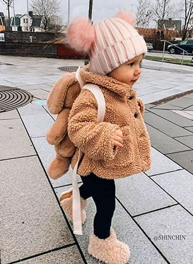 Malvina قبعة مالفينا للأطفال بوم بوم مزدوج قبعة شتوية للأطفال دافئة وناعمة قبعة محبوكة لطيفة للأطفال الأولاد والبنات (7-12 سنة) (وردي) - Image 4