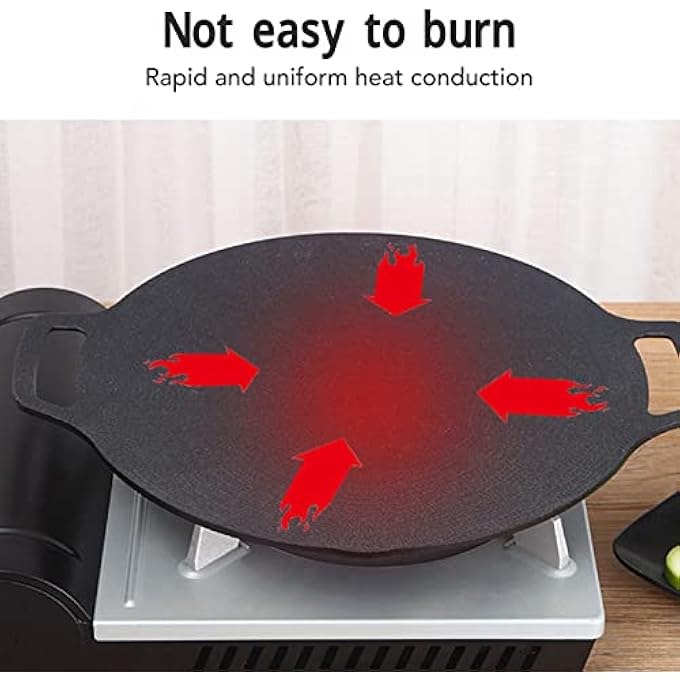 Sorandy Cast Aluminum Bbq Grill Pan Non Stick Coating Double Handles Evenly Heated Gas Range Camping Hiking Outdoor Griddle Steaks Burgers Seafood Versatile Cooking 36Cm - Image 4