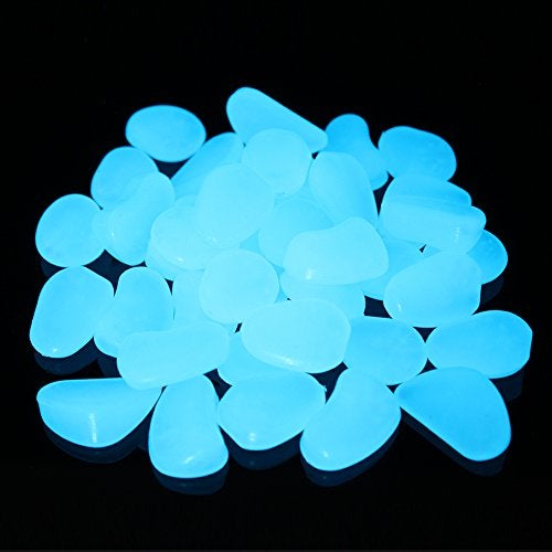 Shiny Stone 120pcs Glow in The Dark Fish Tank Aquarium Pebbles,Rocks, Glowing Gravel Luminous Stones for Aquarium Succulent Garden Gift Decoration (Sky Blue) - Image 3