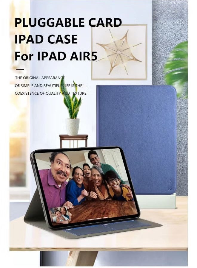 ELTRAZONE Ultra-Thin Cloth Pattern Flip Stand Case for iPad Air 4/Air 5 (10.9") – Royal Blue - Image 5