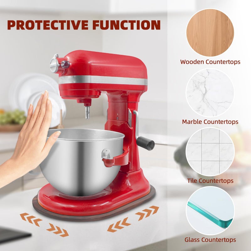 GIASSVIO Mixer Slider Compatible with 5.5-8 QT Kitchen Aid Stand Mixers, Kitchen Countertop Storage Mover Sliding Caddy Mixer Slider Mat for Kitchen Aid Stand Mixer Accessories Attachment (Pine Wood - Brown) - Image 4