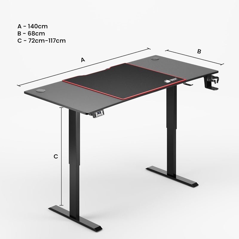 Green Soul Green Soul Surface Multipurpose Desk Electric Height Adjustable Computer Office Gaming Table Engineered Wood Powder Coated Metal FrameInstallation Provided Surface 20 Black  - Image 2