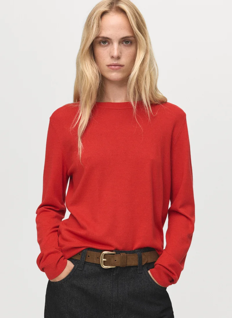 MANGO Fine-knit crew-neck sweater