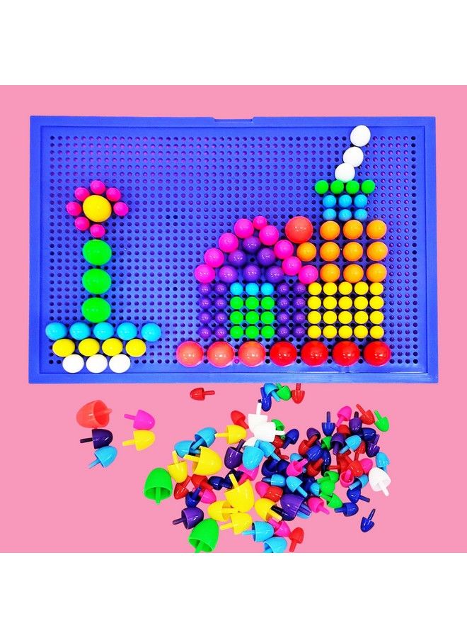 Parteet Creative Jigsaw Puzzle Building Nails Blocks ; Colorful Nails ; Pegboard Educational Toy For Kids (Multi Colour) - Image 1