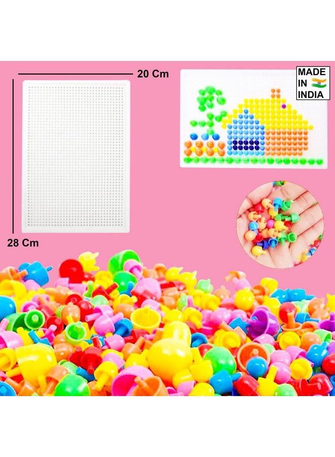 Parteet Creative Jigsaw Puzzle Building Nails Blocks ; Colorful Nails ; Pegboard Educational Toy For Kids (Multi Colour) - Image 3