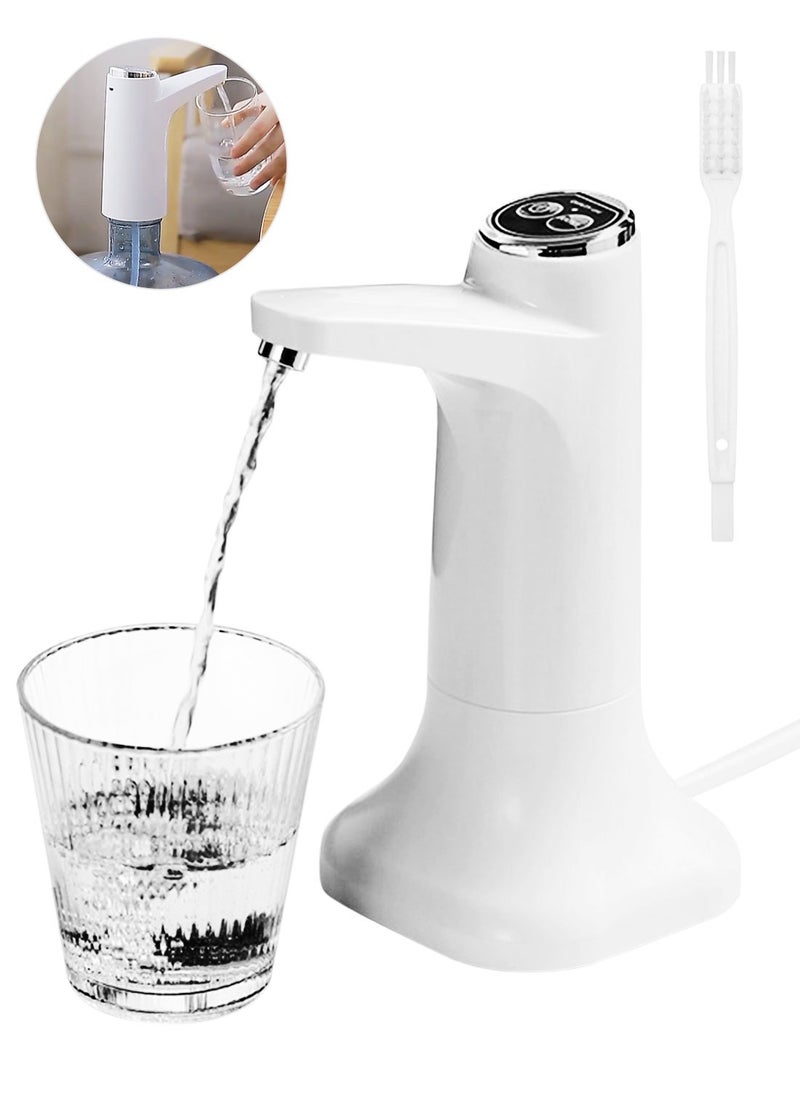 Syarme Water Bottle Pump 5 Gallon Water Dispenser, USB Charging Table and Water Bottle Dual Use Portable Water Jug Pump with Base and Quantitative Effluent, Suitable for Home, Office, Camping, Etc  - Image 1