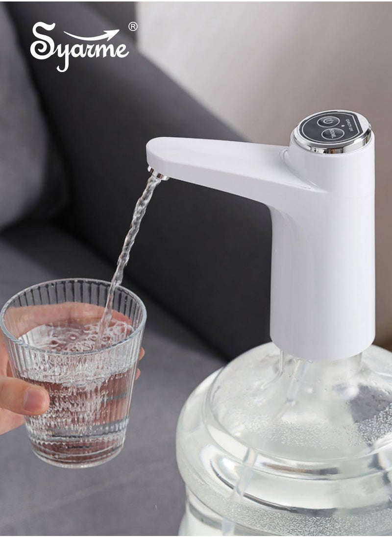 Syarme Water Bottle Pump 5 Gallon Water Dispenser, USB Charging Table and Water Bottle Dual Use Portable Water Jug Pump with Base and Quantitative Effluent, Suitable for Home, Office, Camping, Etc  - Image 3