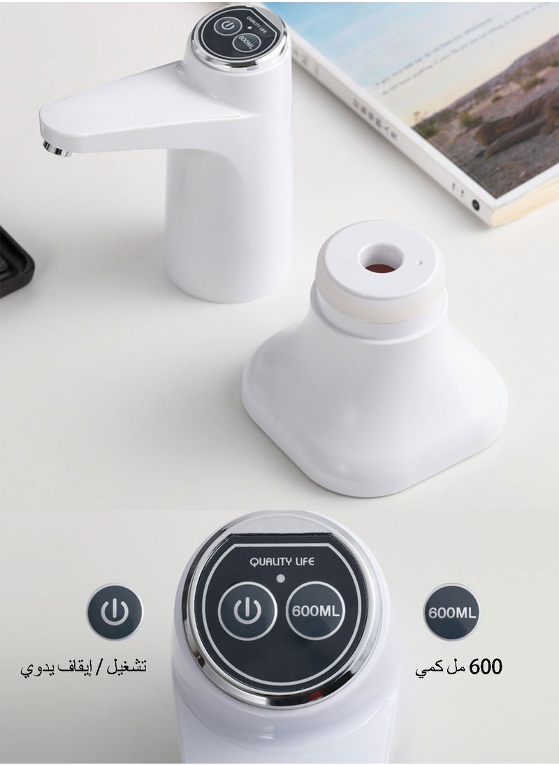 Syarme Water Bottle Pump 5 Gallon Water Dispenser, USB Charging Table and Water Bottle Dual Use Portable Water Jug Pump with Base and Quantitative Effluent, Suitable for Home, Office, Camping, Etc  - Image 4