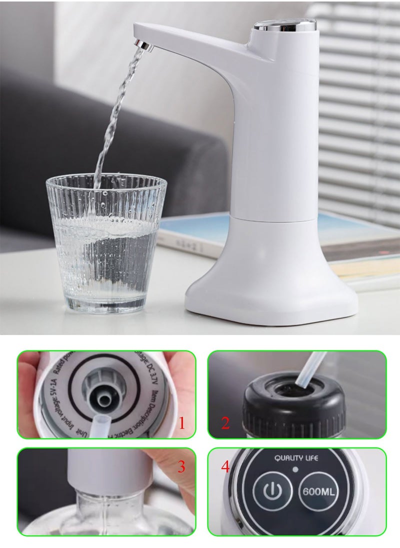 Syarme Water Bottle Pump 5 Gallon Water Dispenser, USB Charging Table and Water Bottle Dual Use Portable Water Jug Pump with Base and Quantitative Effluent, Suitable for Home, Office, Camping, Etc  - Image 5