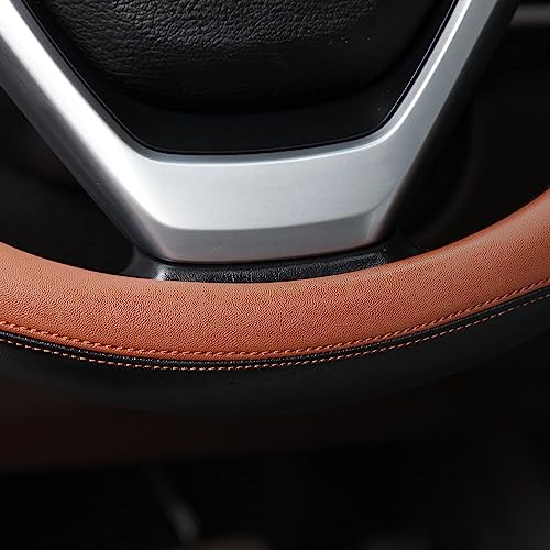 Valleycomfy Microfiber Leather Steering Wheel Covers Universal 15 inch (Brown - Image 5