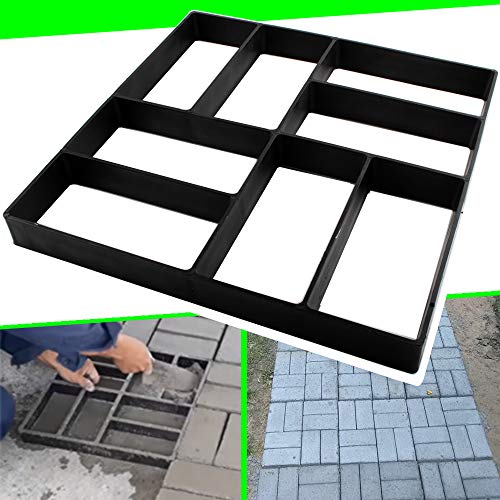 CJGQ Concrete Molds Reusable Walk Maker Paver Path Maker, Yard Patio Lawn Garden DIY Walkway Pavement Brick Moulds15.7"x15.7"x1.57" (8-Grid) - Image 1