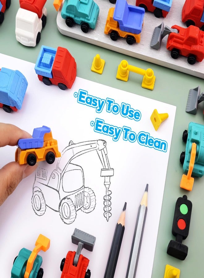 Inn Diary 30 pcs Engineering Vehicle Erasers for Kids,3D Take Apart Pencil Erasers Puzzle Eraser Classroom Prizes for Kids Class Treasure Box,Game Rewards,Party Favors,Dollhouse - Image 2
