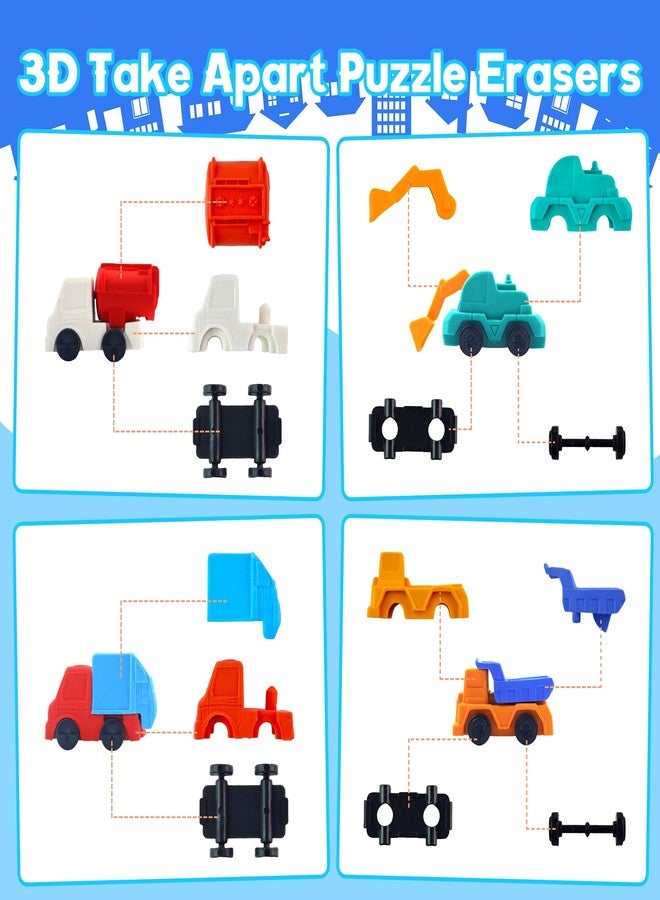 Inn Diary 30 pcs Engineering Vehicle Erasers for Kids,3D Take Apart Pencil Erasers Puzzle Eraser Classroom Prizes for Kids Class Treasure Box,Game Rewards,Party Favors,Dollhouse - Image 3