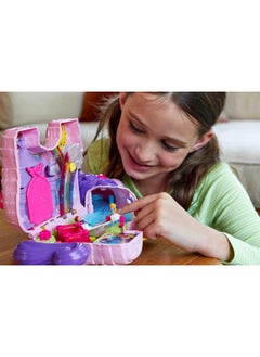 Polly Pocket 2 In 1 Travel Toy Playset, Unicorn Toy With 2 Dolls & 25 Surprise Accessories, Unicorn Party Large Compact  - Image 2
