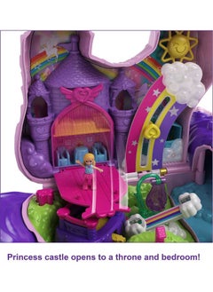 Polly Pocket 2 In 1 Travel Toy Playset, Unicorn Toy With 2 Dolls & 25 Surprise Accessories, Unicorn Party Large Compact  - Image 3