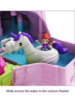 Polly Pocket 2 In 1 Travel Toy Playset, Unicorn Toy With 2 Dolls & 25 Surprise Accessories, Unicorn Party Large Compact  - Image 4