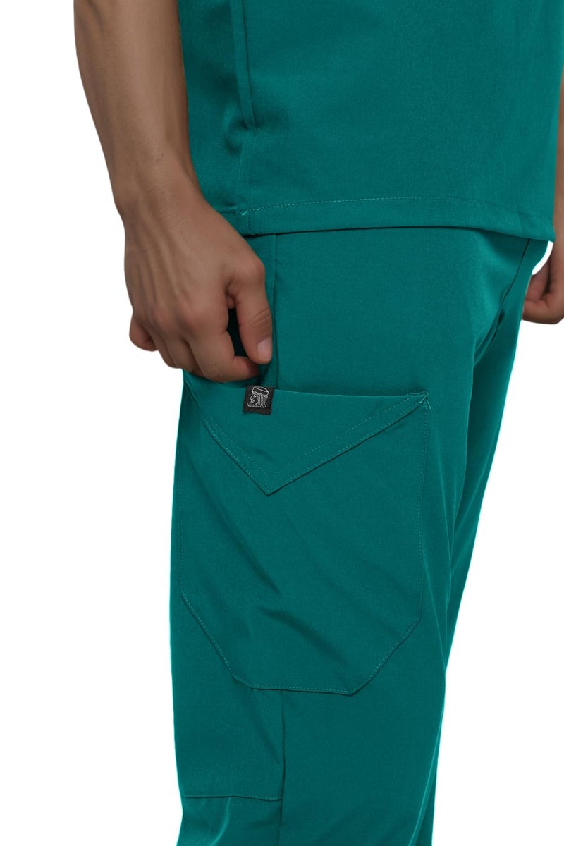 MONARCH UNIFORMS طقم سكراب للرجال من مونوك - بنطال جوجر وسكراب بجيب واحد (أخضر صيد، 2X-large) - Image 4