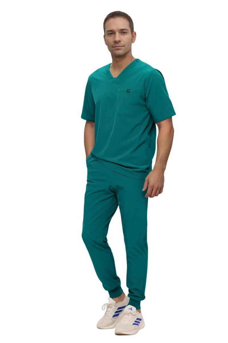MONARCH UNIFORMS طقم سكراب للرجال من مونوك - بنطال جوجر وسكراب بجيب واحد (أخضر صيد، 2X-large) - Image 2