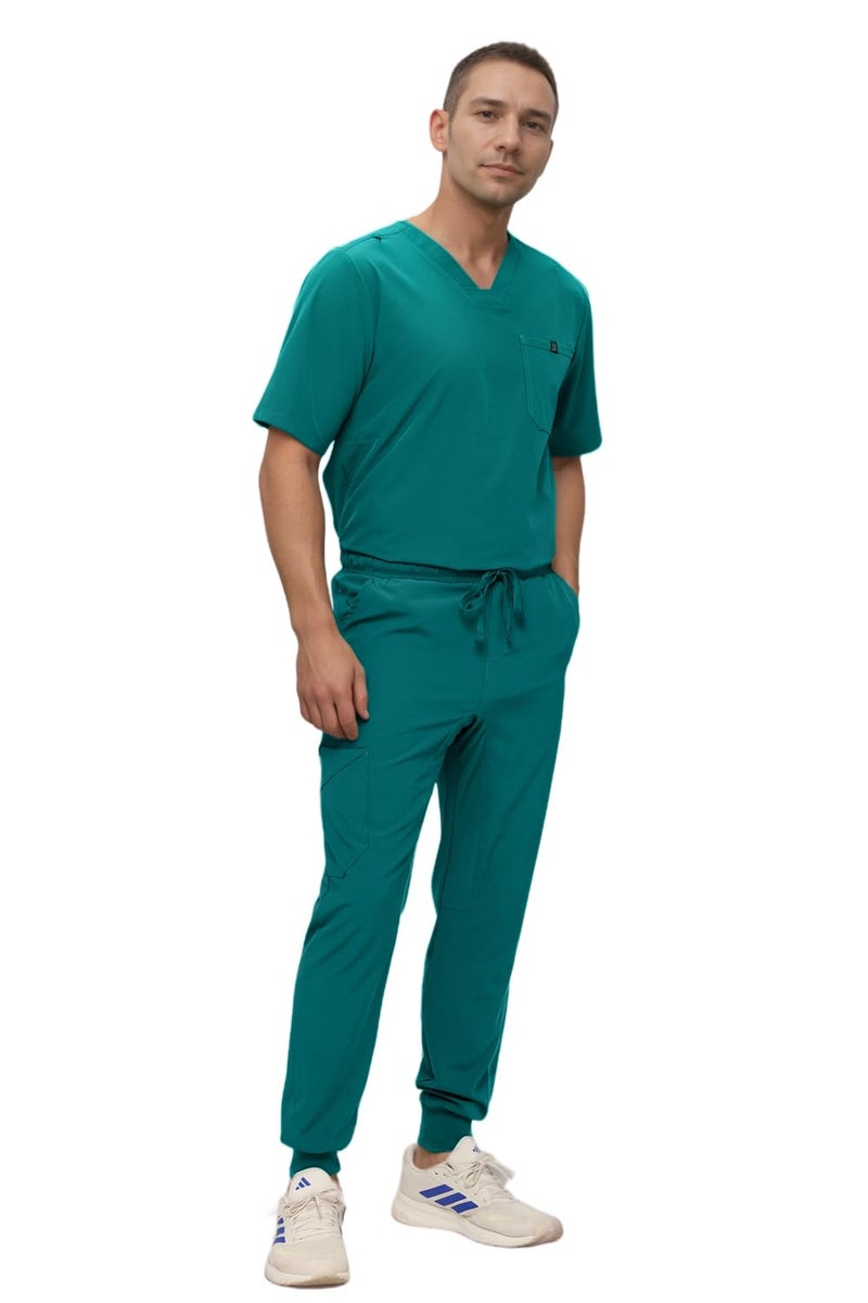 MONARCH UNIFORMS طقم سكراب للرجال من مونوك - بنطال جوجر وسكراب بجيب واحد (أخضر صيد، 2X-large) - Image 1